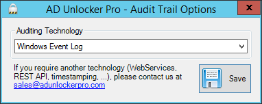 Audit Trail Options Screenshot